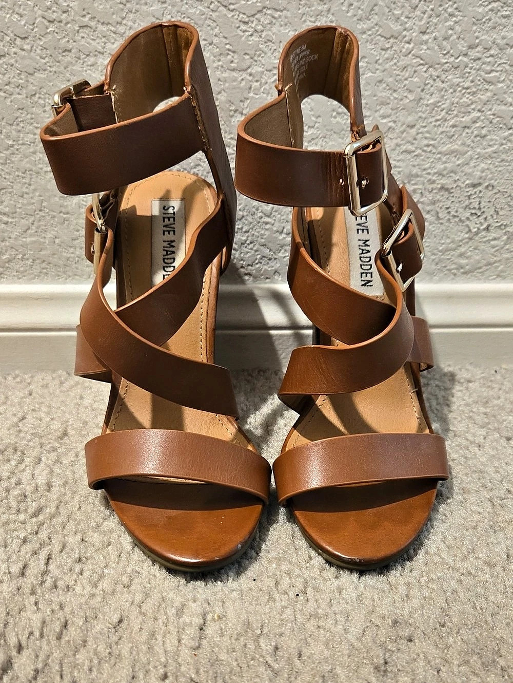 Steve Madden Brown Strappy Block Heel Sandals